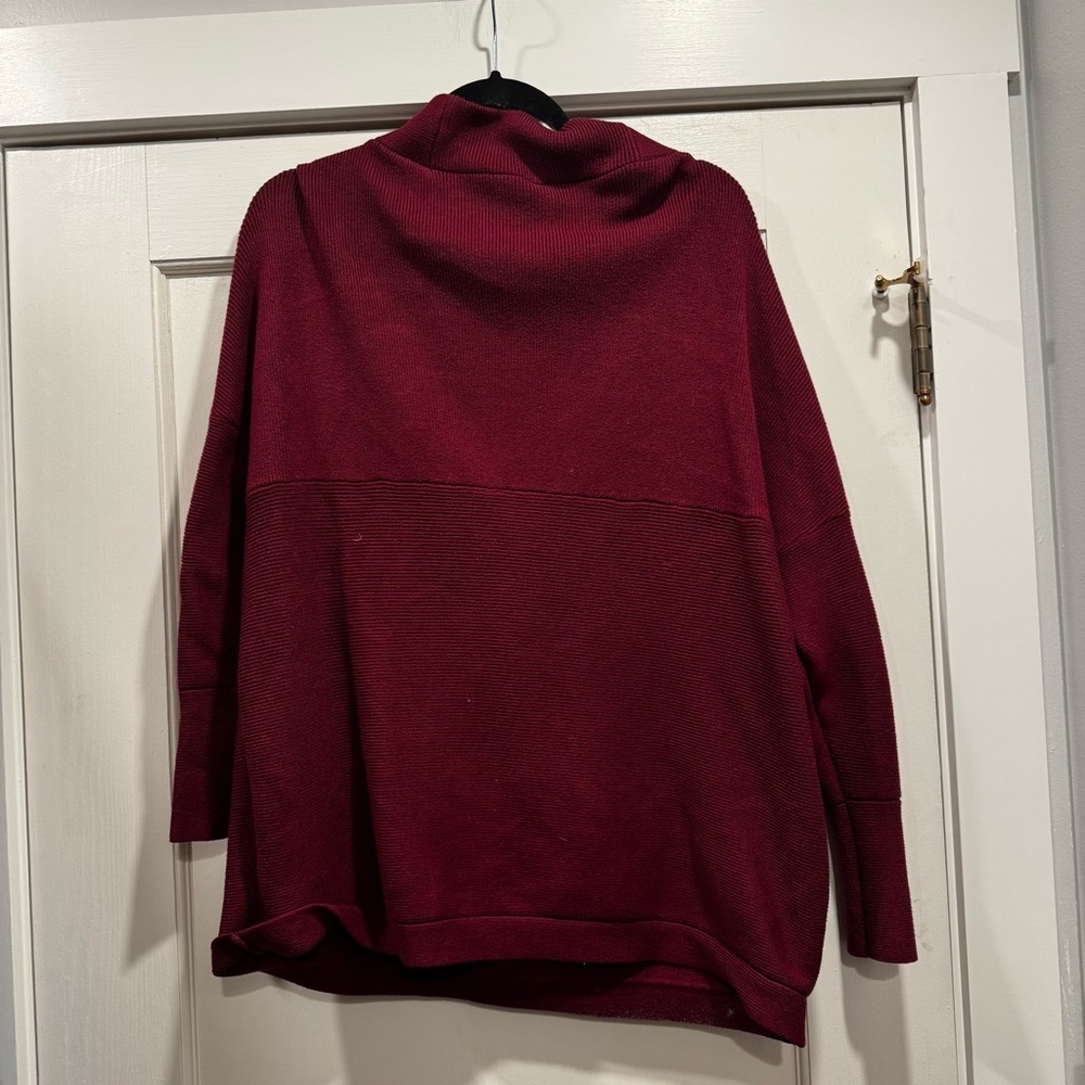 ANRABESS Oversized Turtleneck Batwing Cozy Baggy Burgundy Holiday‎ Party Festive - Picture 8 of 9